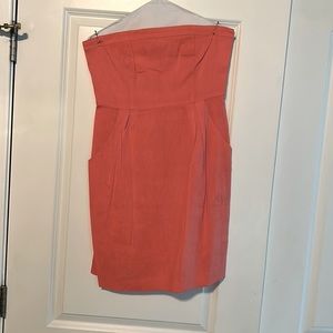 Theory strapless linen peach dress with pockets